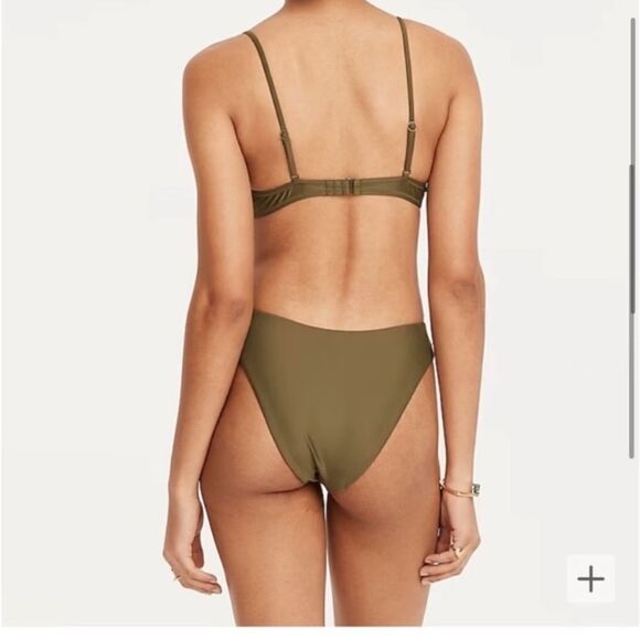 NWT J.Crew Curved-waist cheeky bikini bottom in Green - Picture 3 of 7